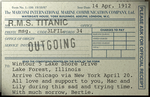 To: Wintour 5 Lake Shore Drive, Lake Forest, Illinois "Arrive Chicago via New York April 20. All love and support to you, Mac and Lily during this sad and trying time. With much sorrow, Bertie."